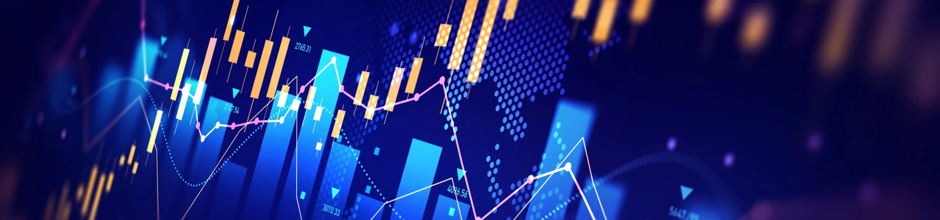 Business financial chart with moving up arrow graph.Stock market investment data and analysis finance graph.